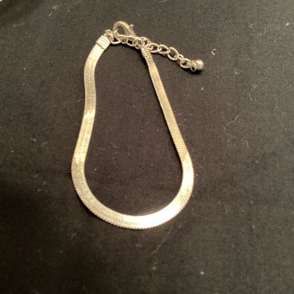 Adjustable Silvertone Herringbone Bracelet - Picture 2 of 4